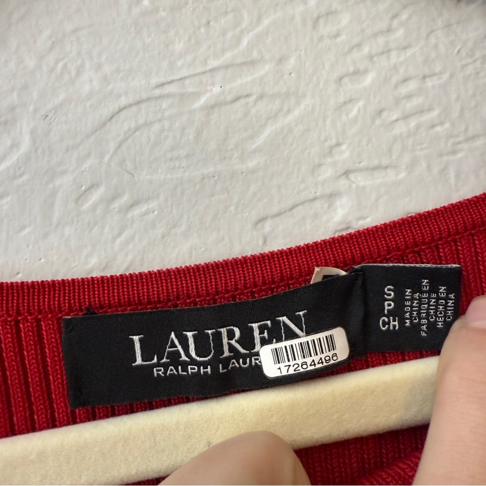 Lauren Ralph Lauren Patney Colorblock Midi Dress Navy Blue Red Long Sleeve Small - Picture 5 of 6